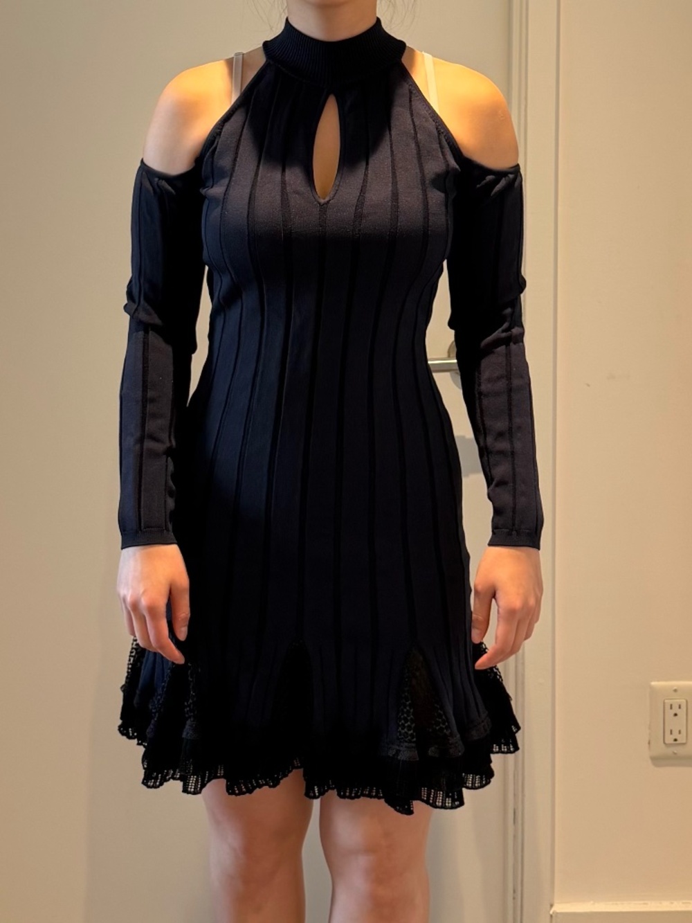 Jonathan Simkhai Ribbed Keyhole Cold Shoulder Knit Dress